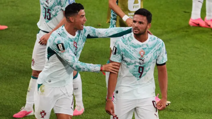 Portugal vs Croatia 2026 World Cup match featuring Cristiano Ronaldo celebrating Portugal's dramatic 2-1 comeback victory.
