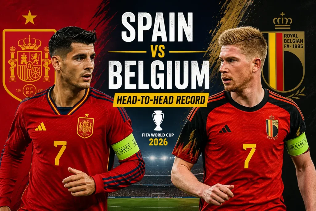 Spain vs Belgium head-to-head record ahead of the FIFA World Cup 2026 quarterfinal match.