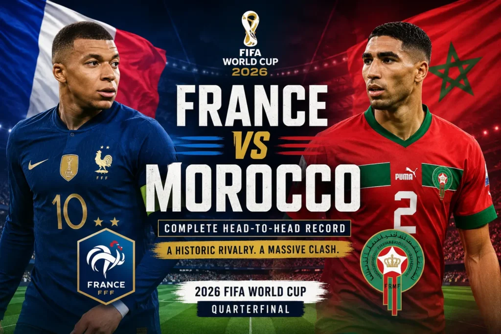 France vs Morocco players ahead of the 2026 FIFA World Cup quarterfinal match.