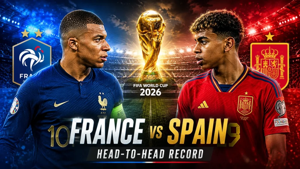 France vs Spain 2026 FIFA World Cup semifinal featured image with Kylian Mbappé and Lamine Yamal facing off.