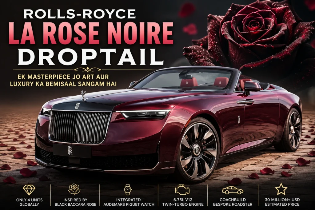 Rolls-Royce La Rose Noire Droptail luxury coachbuilt roadster in deep red finish with premium handcrafted design.