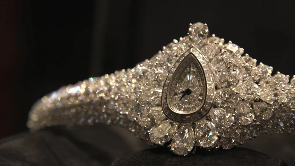 Graff Diamonds The Fascination luxury diamond watch with 152.96 carats and removable 38.13-carat pear-shaped diamond.