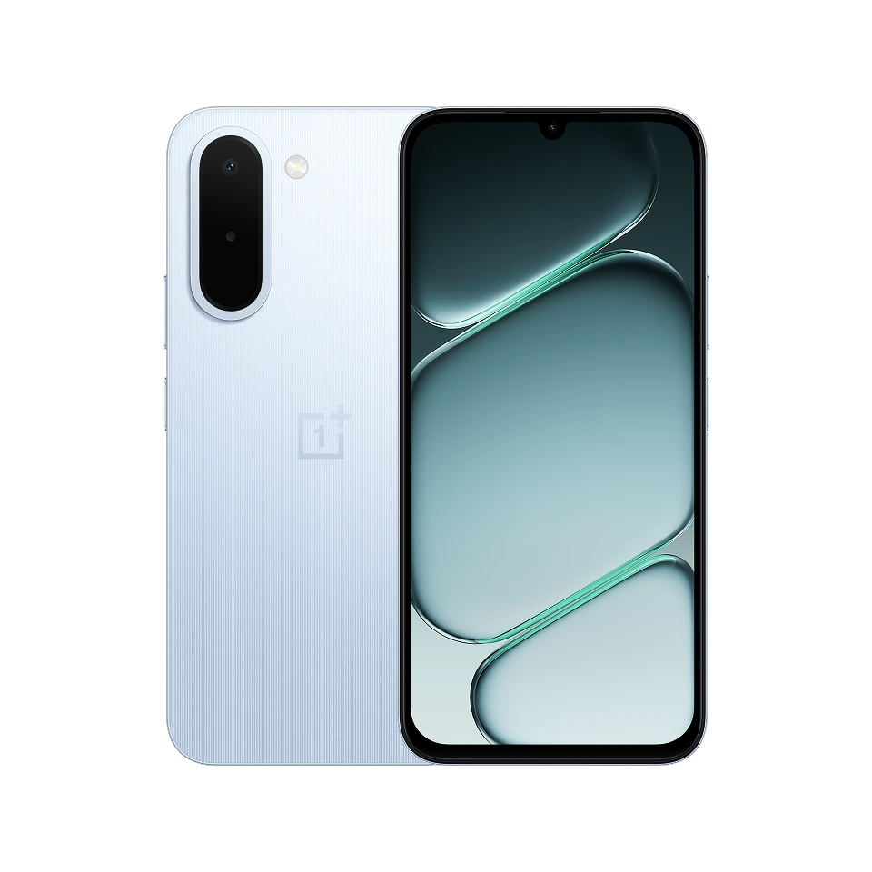 OnePlus N6x in Burgundy Red and Ice Blue colors with dual rear cameras showcased in a premium studio setup.