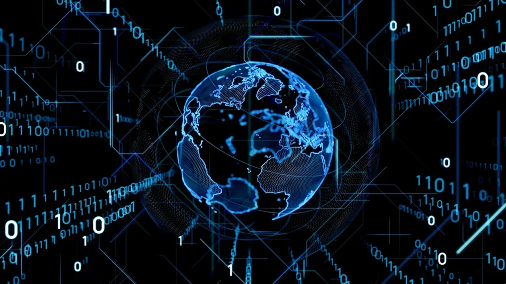 Explore AI World Models through a futuristic digital Earth and robotics concept showing how AI predicts real-world behavior and simulation.