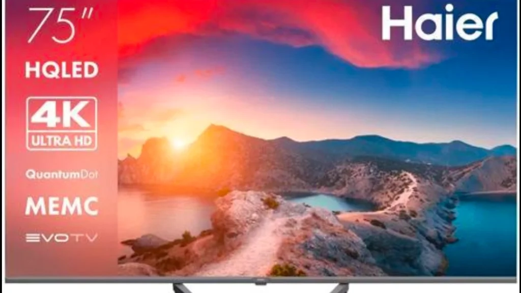 Haier P7 Pro 75-inch TV setup in a modern home.
