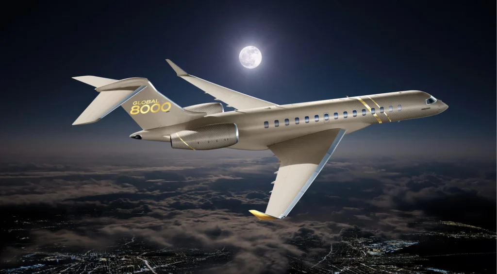 Bombardier Global 8000 in flight