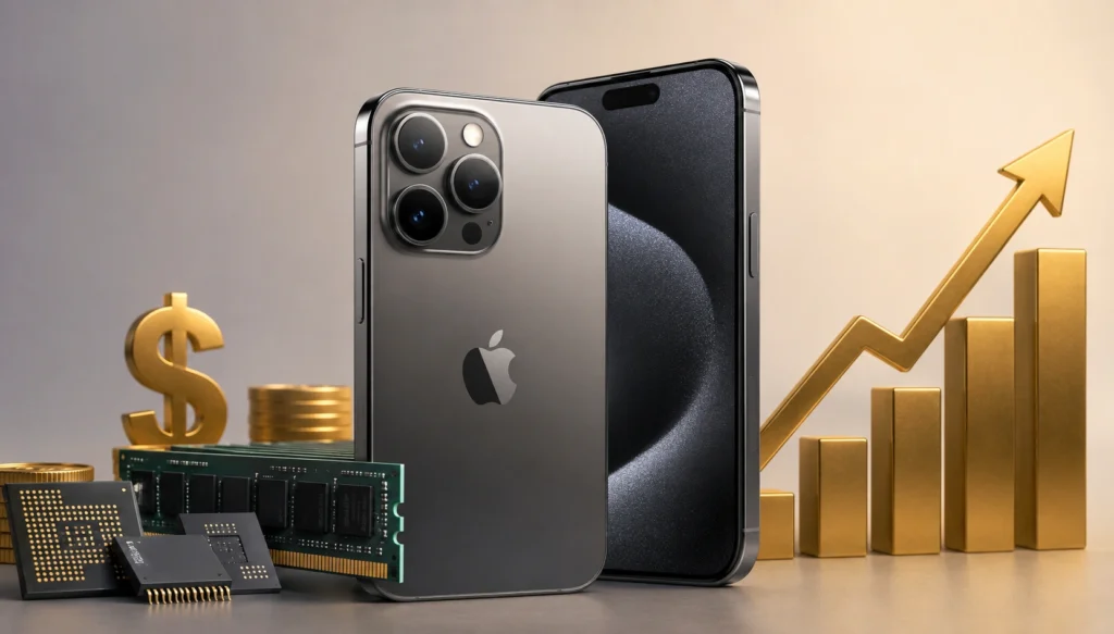 Apple iPhone Price Hike with memory chips and rising cost illustration