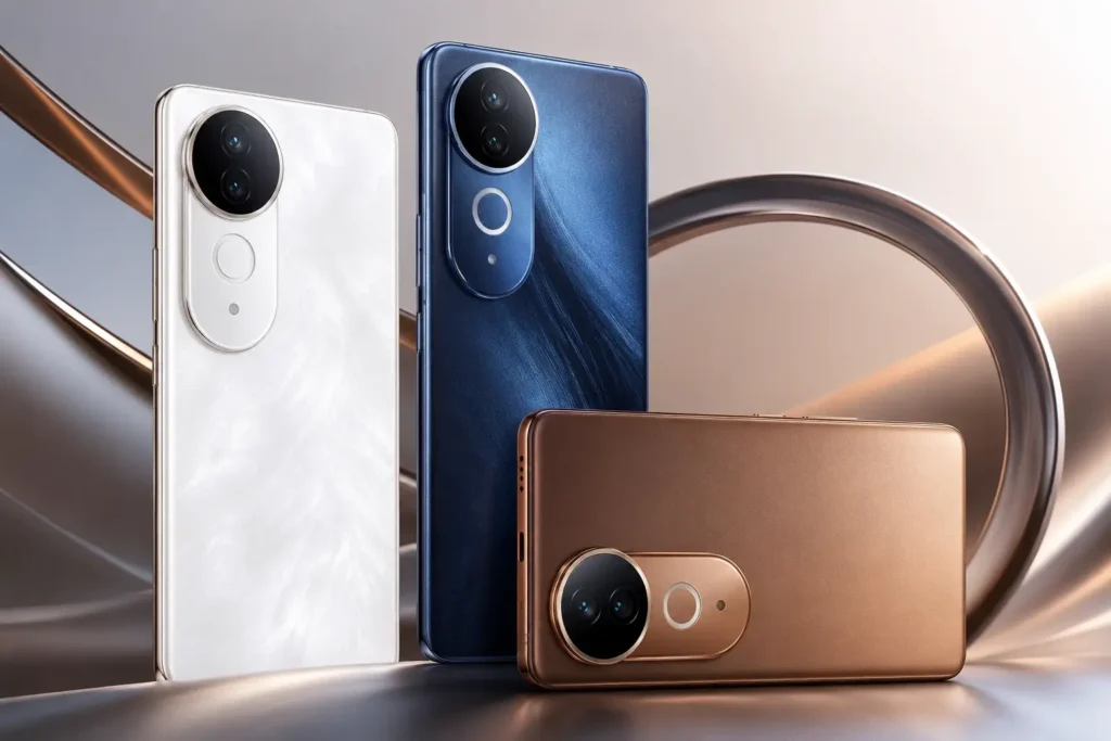 vivo S2 smartphone in Silk White, Sapphire Blue and Regal Bronze colours