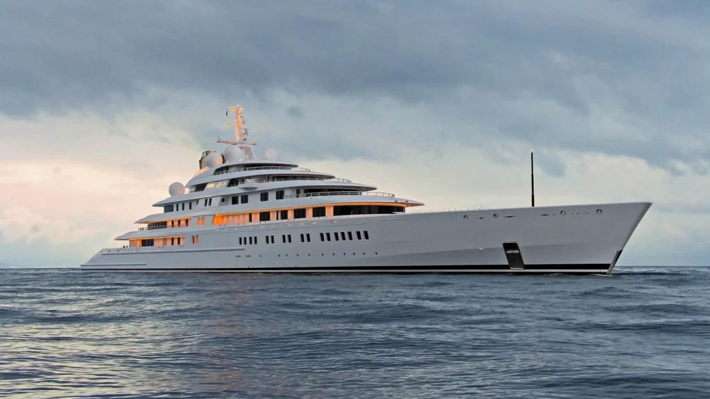 Azzam Superyacht, the world's longest private luxury yacht cruising on the open sea with its luxurious interior and premium engineering.