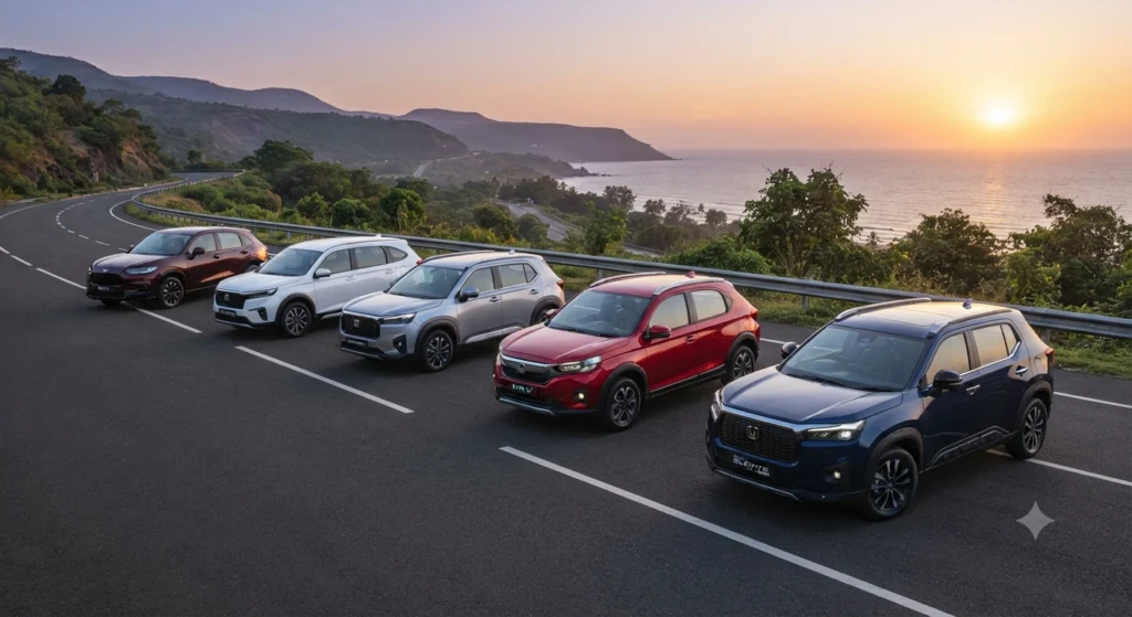 5 New Honda SUVs for India with upcoming Elevate, WR-V, 7-Seater and ZR-V launch timeline.