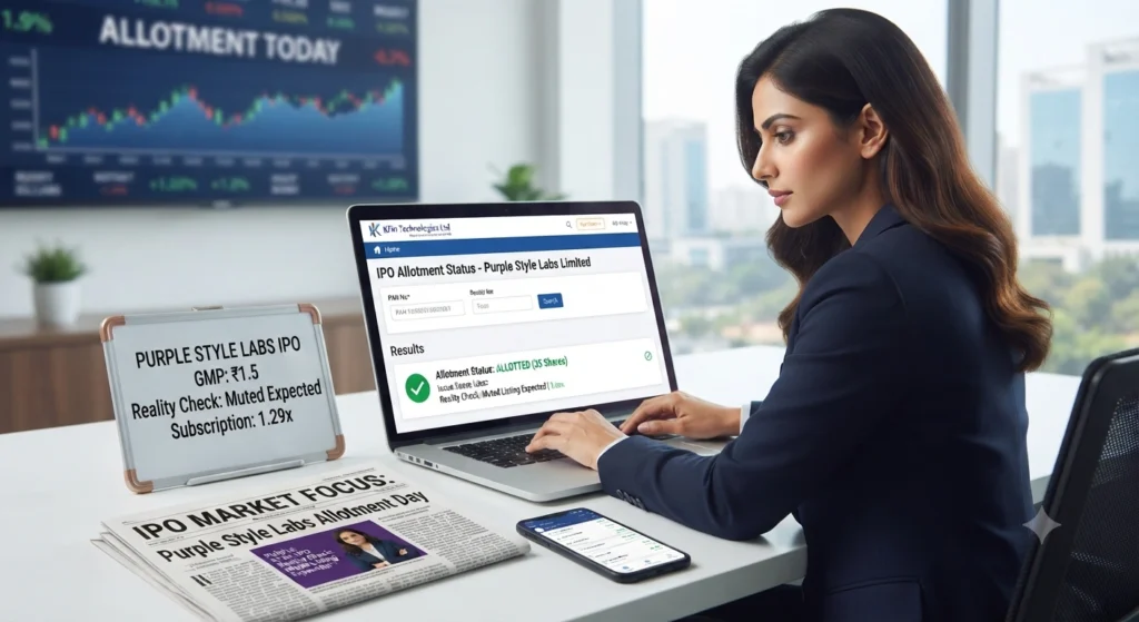 Purple Style Labs IPO Allotment GMP and listing outlook with Pernia's Pop-Up Shop branding