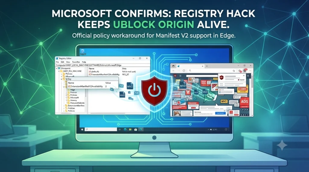 Microsoft confirms a Registry workaround keeps uBlock Origin working in Edge. Learn how it works, its limits, and the best alternatives.