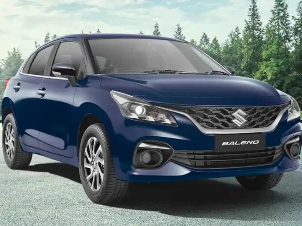 Maruti Suzuki Premium Baleno ka stylish front design, LED headlights aur premium NEXA look ko dikhata hua image.