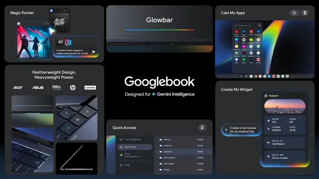 Googlebook Laptops with Snapdragon X Elite and Gemini AI