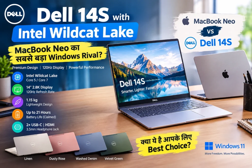Dell 14S Intel Wildcat Lake laptop with premium design and 120Hz display.