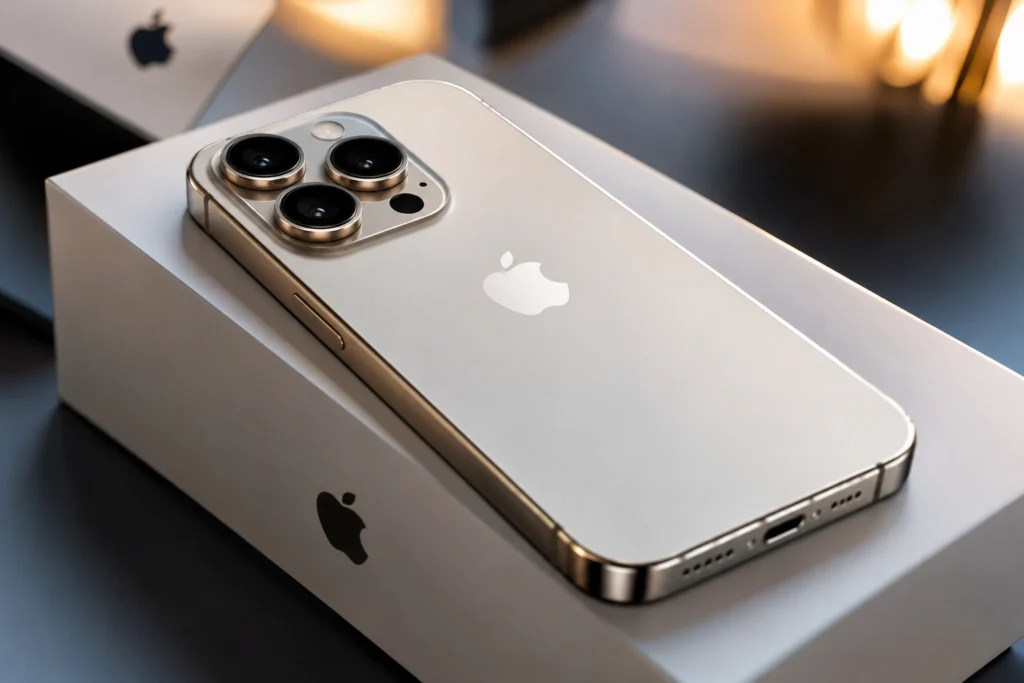 Apple iPhone 17 Pro Flipkart deal ke liye premium silver iPhone ka close-up product image.