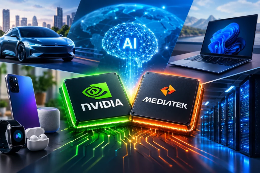 Nvidia aur MediaTek AI chip partnership future technology illustration