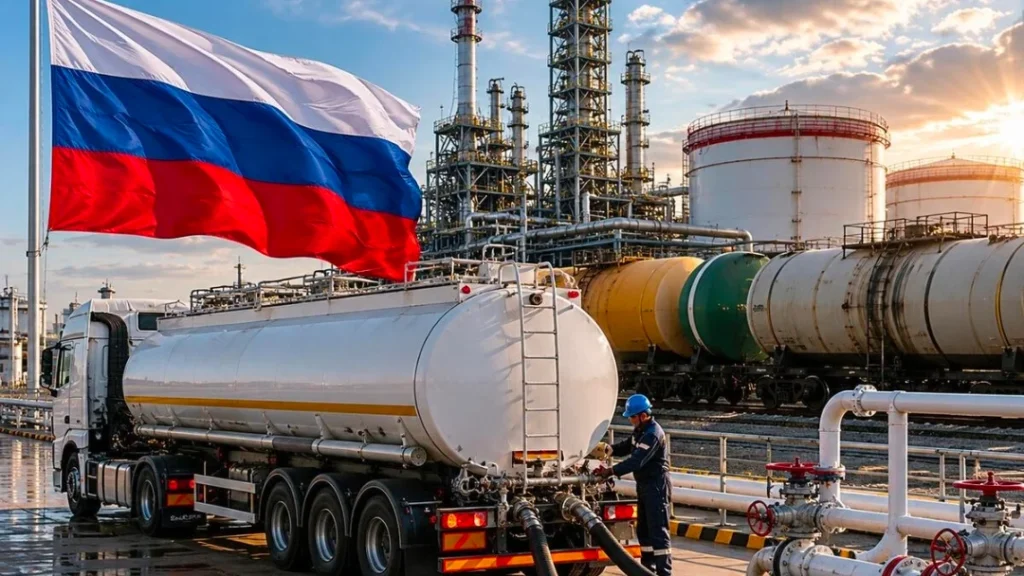 Russian diesel fuel supply at an industrial oil refinery