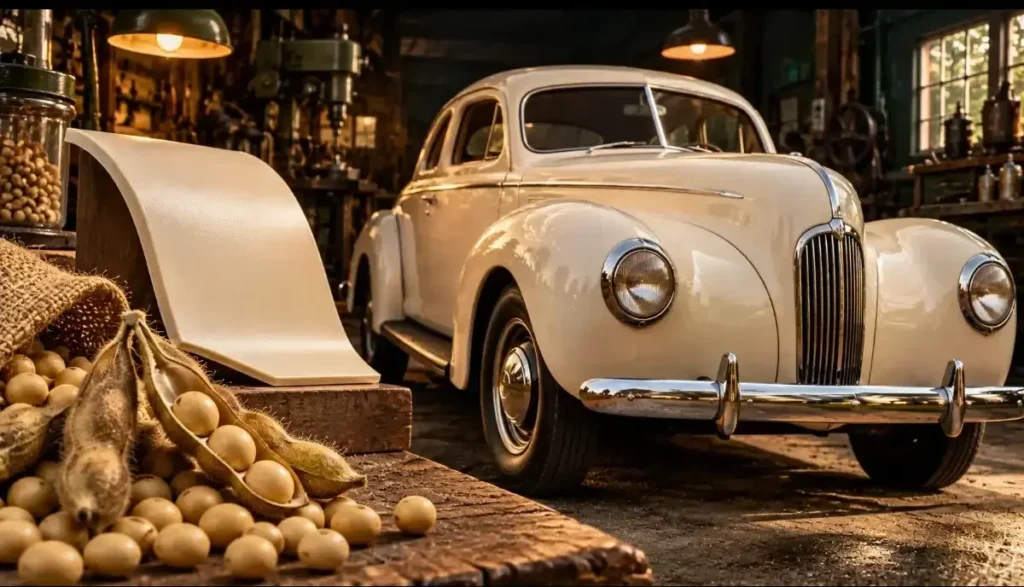 1941 Henry Ford Soybean Car prototype made with plant-based materials and a steel frame.